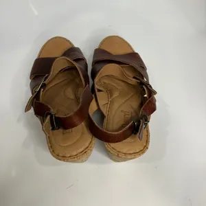 Born Emmy Quarter cork wedge Sandals‎ brown leather straps women's size 40 thumbnail 6