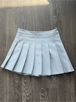 Missguided Light Blue Pleated Skater Mini Skirt thumbnail 2