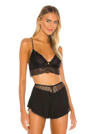 FREE PEOPLE Black Alyssa Lace Plunge Underwire Bra Bralette Crop X-Small NWT thumbnail 6
