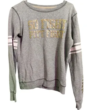 PINK Victoria's Secret Sweatshirt Panthers‎ Graphic Sequins Gray Small thumbnail 1