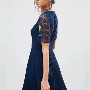 🌺👗$125 ASOS Navy Embroidered Lace Dress XS 2 4 Wedding Prom Holiday Occasion thumbnail 2
