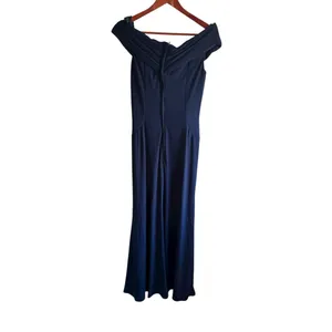 La Femme Off the Shoulder Formal Dress 10 Navy‎ Blue 27959 thumbnail 5