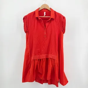 Daily Practice Anthropologie Red Tiered Polo Mini Dress Small EUC Mixed‎ Media thumbnail 3