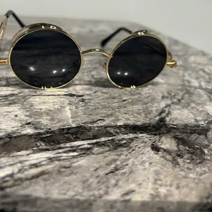 Round Gold and Black Sunglasses thumbnail 3