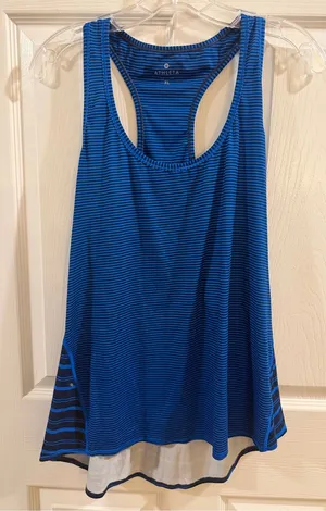 Athleta XL Blue Striped Racerback Tank Top thumbnail 1