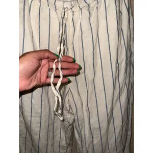 J.Crew Soleil Pant whiteblue stripe linen wide leg draw string CK022 M Lagenlook thumbnail 3