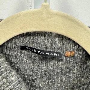 Elie Tahari Grey Marled Knit Mock Neck Short Sleeve Sweater Minimalist‎ Small thumbnail 5