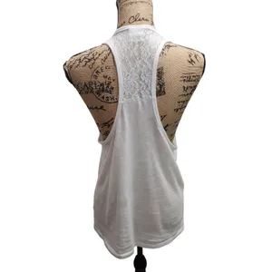 PINK Victoria's Secret White Racerback Tank Top with Lace Back‎ - Women's thumbnail 3
