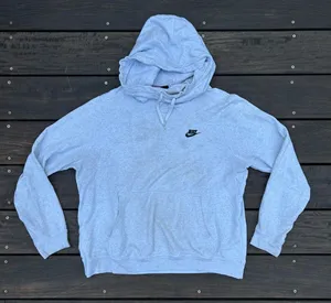 Nike Grey Hoodie w/ Black Embroidered Logo and High Neck thumbnail 1