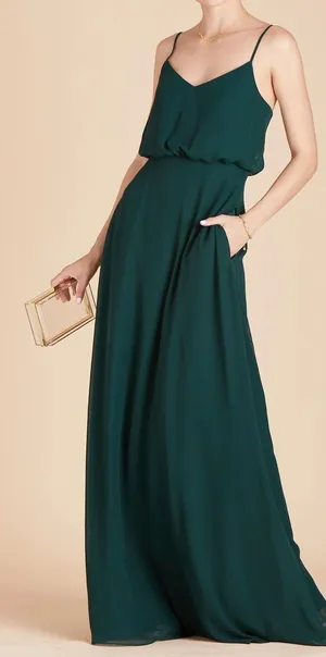 Birdy Grey Gwennie Chiffon Blouson Maxi Dress Women Size Small Dark Green thumbnail 1