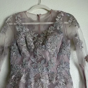 MAC DUGGAL Lace Tulle A Line Midi Dress thumbnail 7