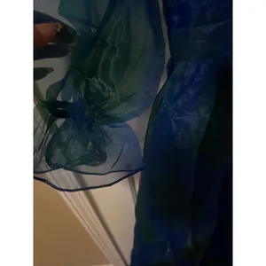 NWT Blue Green‎ Watercolor Organza Maxi Dress Feather fairycore gala mermaid thumbnail 2
