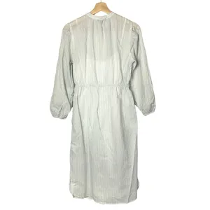 J. Crew Tie Waist Cotton‎ Voile Deck Blue Stripe Long Sleeve Midi Dress 6 thumbnail 4