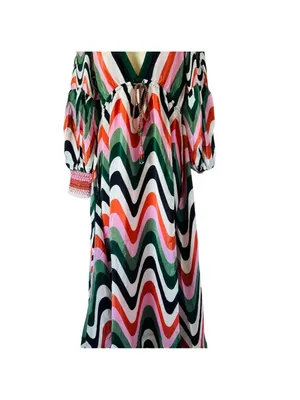 Farm Rio Wave Gradient Maxi Dress Women's Size S (17” PTP) BOHO NWT thumbnail 2