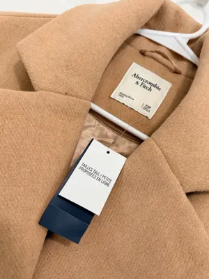 Abercrombie & Fitch Camel Double Breasted Coat XS Petite Old Money Quiet Luxury thumbnail 4