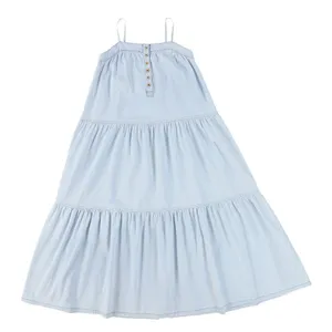 Bamboo DENIM BUTTON TIERED JUMPER Dress thumbnail 1