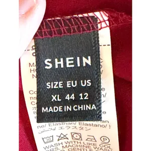 SHEIN Burgundy Dolman Sleeve Tie Waist Midi Dress Women's XL EU 44 thumbnail 5