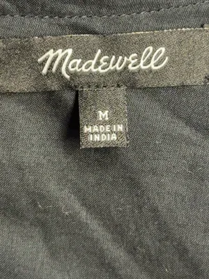 Madewell Black Textured Puff Sleeve Cutout Midi Dress Size Medium thumbnail 8