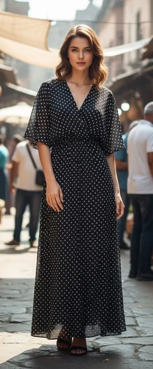 Sweet Pea For New York And Company Polka Dot Sheer Maxi Dress Size Small thumbnail 1