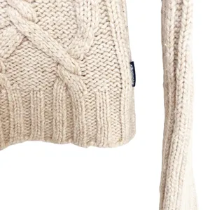Abercrombie Cream Cable Knit Full Zip Sweater Sz S thumbnail 2