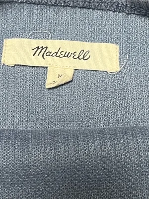 Madewell Striped Knit Jacquard Funnelneck Top Blue M thumbnail 4