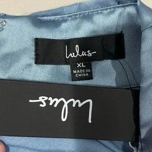 Lulu's NWT Posh Moment Slate Blue Backless Halter Dress Bow‎ Size XL thumbnail 5