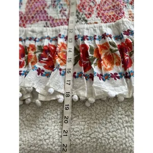 Farm Rio Womens Spring Bananas Smocked Mini Skirt Floral Pom Pom Trim Size M thumbnail 11