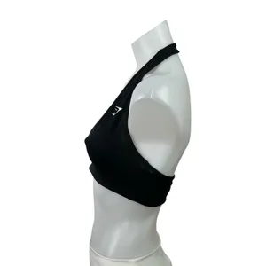 Gymshark Black Halterneck Open Back Workout Gym Yoga Sports Bra Crop Tank Top S thumbnail 2