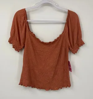 Heart & Hips Coral Brick Cropped Off the Shoulder Top Shirt NEW Large thumbnail 1