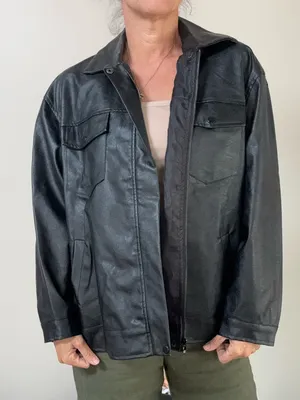 Princess Polly “Callie” Oversized Black Faux Leather zipped Jacket sz 4 thumbnail 8