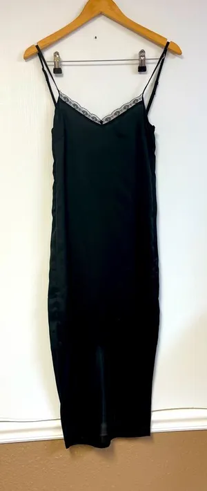 Zara Trafaluc‎ Lace Trim Spaghetti Strap Little Black Dress – Size M thumbnail 1