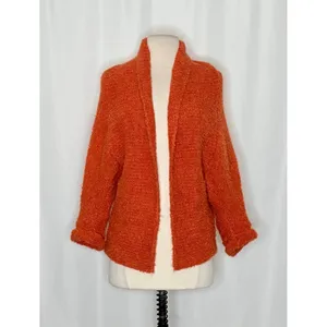 SUNDANCE Laurel Breeze Cardigan Sweater Solid Orange Boucle Knit Wool Small thumbnail 2