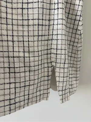 Abercrombie & Fitch Black White Tweed Square Neckline Sleeveless Mini Dress L thumbnail 3