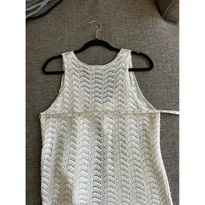 Lillusory White Crochet Knit Tie Front Sleeveless Top Chevron Pointelle Large thumbnail 8