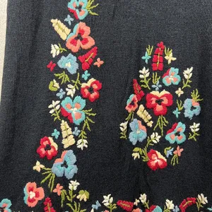 Double D Ranch Womens Embroidered Linen Maxi Skirt XS Black Floral Western Boho thumbnail 5