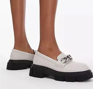 Y2K white chunky loafer with top chain thumbnail 1