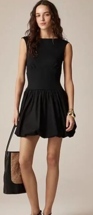 J.Crew Bubble Skirt Black Fitted Tank Dress Poplin thumbnail 1