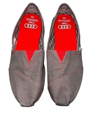 Toms Gray & Red  Flats Shoes(Size 8) thumbnail 1