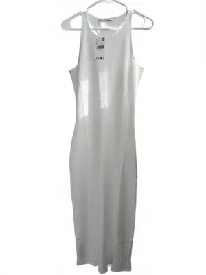Mango Textured Dress with Opening Back Slit Lia Off White NWT Size 6 / Medium thumbnail 7