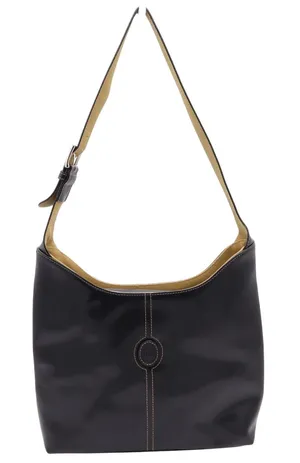 Mondani Shoulder Bag Women's Large Hobo Black Faux Leather Contrast Stitch thumbnail 1