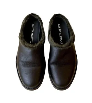 Sesto Meucci Black Leather Fur Lined Comfort Clogs Women's 6.5 NWOB Cozy Luxury thumbnail 1
