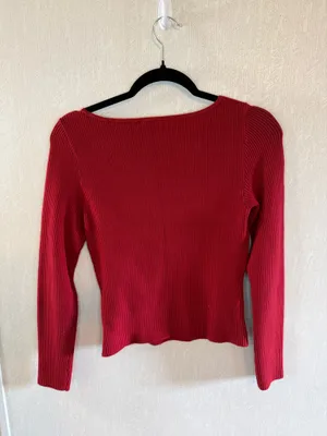 Abercrombie & Fitch Red Ribbed Long Sleeve Top Size Small thumbnail 4