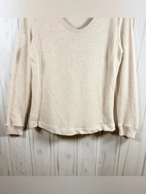 GAP Women’s Casual Boho Scoop Neck Shimmer Sweatshirt in Oatmeal, Large thumbnail 4