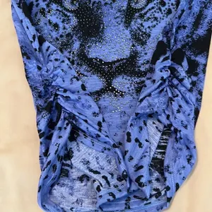 NWT Thomas & Olivia szS Lustry lavender SS leopard print studded rouched Tshirt thumbnail 4