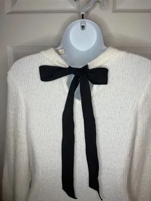 Anthropologie Maeve Tie Back Bell Sleeve Top Tunic Sweater Ivory White S NWT thumbnail 11