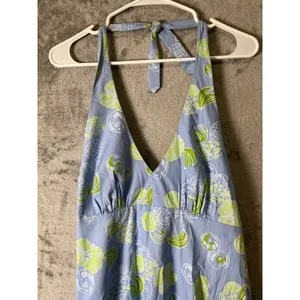 Vintage Lilly‎ Pulitzer Halter Sundress Blue Green Tropical Fruit Print Cotton 8 thumbnail 2