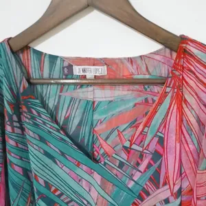Jennifer Lopez L Tropical Drama Turquoise Pink Palm Top thumbnail 5