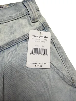 ✨ Free People Silver Lake Denim Mini Skirt Size 27 Light Wash Raw Hem‎ NWT ✨ thumbnail 4