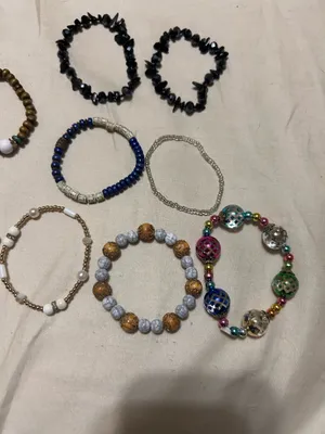 10 Piece Boho Stretch Bracelet Lot | Beaded Costume Jewelry Bundle | Handmade Style thumbnail 2
