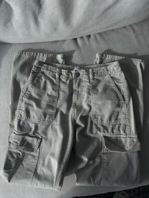Zara Khaki cargo pants with pockets thumbnail 3
